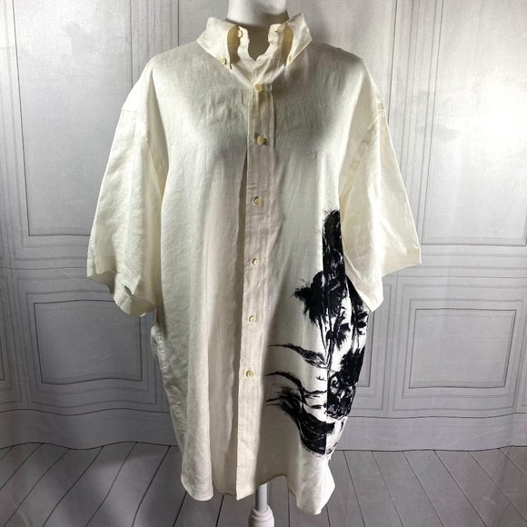 Ralph Lauren Other - RALPH LAUREN Cream Black Palm Tree SS Shirt XL